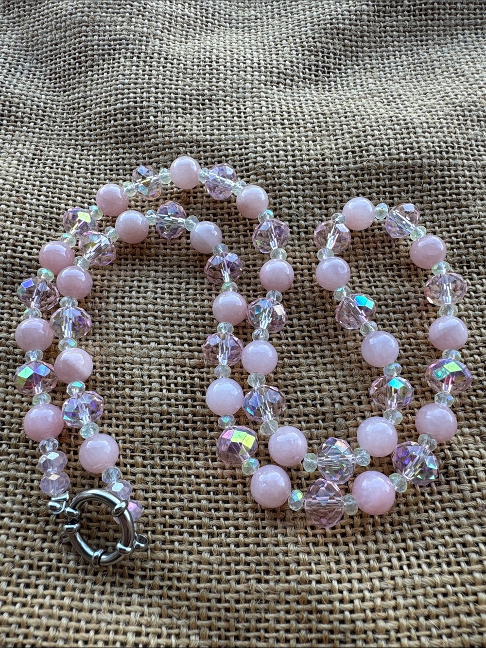 Delicate Pink Beaded Necklace crystal Stone in style  2026